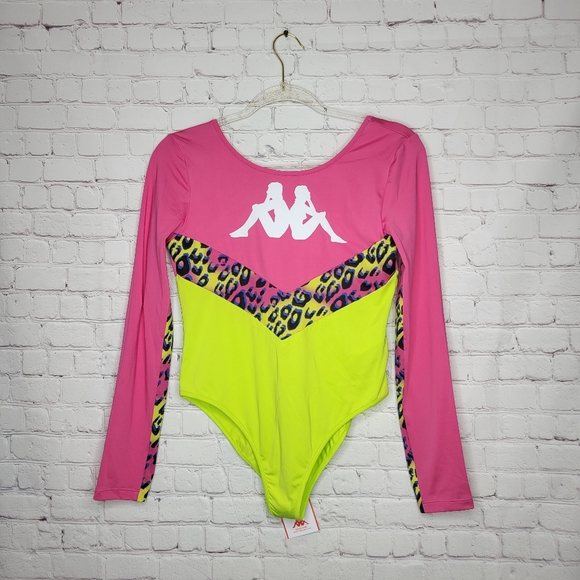 Kappa Cheetah Neon Green Bodysuit Diana graphic Lg - Picture 2 of 5